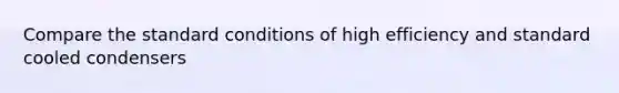Compare the standard conditions of high efficiency and standard cooled condensers