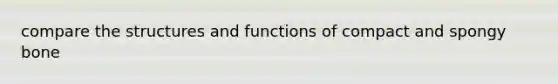 compare the structures and functions of compact and spongy bone