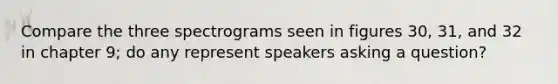 Compare the three spectrograms seen in figures 30, 31, and 32 in chapter 9; do any represent speakers asking a question?