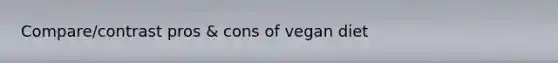 Compare/contrast pros & cons of vegan diet