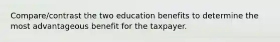 Compare/contrast the two education benefits to determine the most advantageous benefit for the taxpayer.