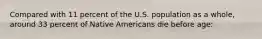 Compared with 11 percent of the U.S. population as a whole, around 33 percent of Native Americans die before age: