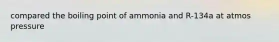 compared the boiling point of ammonia and R-134a at atmos pressure