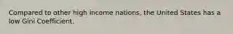 Compared to other high income nations, the United States has a low Gini Coefficient.