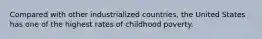 Compared with other industrialized countries, the United States has one of the highest rates of childhood poverty.