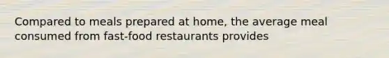 Compared to meals prepared at home, the average meal consumed from fast-food restaurants provides