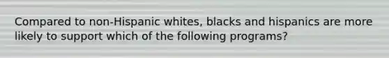 Compared to non-Hispanic whites, blacks and hispanics are more likely to support which of the following programs?