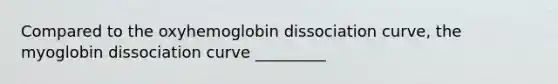 Compared to the oxyhemoglobin dissociation curve, the myoglobin dissociation curve _________