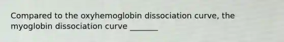 Compared to the oxyhemoglobin dissociation curve, the myoglobin dissociation curve _______