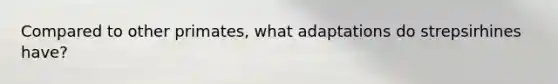 Compared to other primates, what adaptations do strepsirhines have?