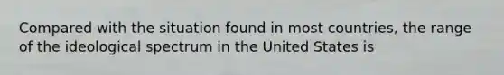 Compared with the situation found in most countries, the range of the ideological spectrum in the United States is