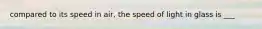 compared to its speed in air, the speed of light in glass is ___