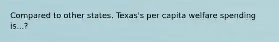 Compared to other states, Texas's per capita welfare spending is...?