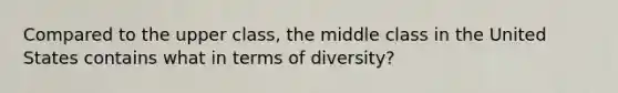 Compared to the upper class, the middle class in the United States contains what in terms of diversity?