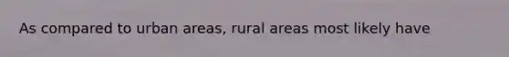 As compared to urban areas, rural areas most likely have