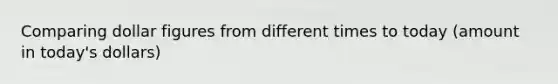 Comparing dollar figures from different times to today (amount in today's dollars)