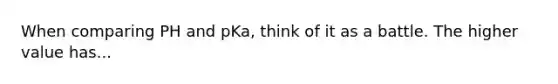 When comparing PH and pKa, think of it as a battle. The higher value has...