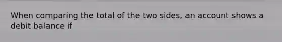 When comparing the total of the two sides, an account shows a debit balance if