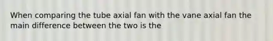 When comparing the tube axial fan with the vane axial fan the main difference between the two is the