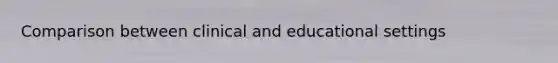 Comparison between clinical and educational settings