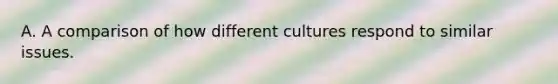 A. A comparison of how different cultures respond to similar issues.