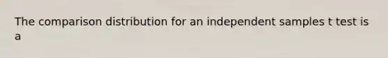 The comparison distribution for an independent samples t test is a