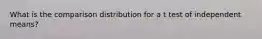 What is the comparison distribution for a t test of independent means?