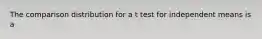 The comparison distribution for a t test for independent means is a