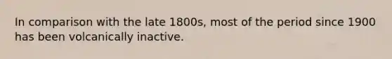 In comparison with the late 1800s, most of the period since 1900 has been volcanically inactive.