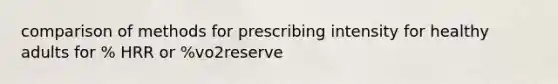 comparison of methods for prescribing intensity for healthy adults for % HRR or %vo2reserve