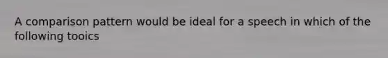 A comparison pattern would be ideal for a speech in which of the following tooics