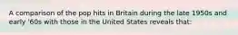 A comparison of the pop hits in Britain during the late 1950s and early '60s with those in the United States reveals that: