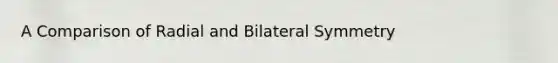 A Comparison of Radial and Bilateral Symmetry