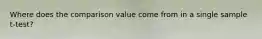 Where does the comparison value come from in a single sample t-test?