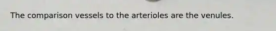 The comparison vessels to the arterioles are the venules.