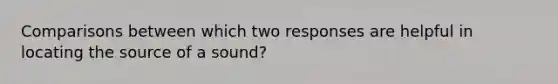 Comparisons between which two responses are helpful in locating the source of a sound?