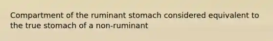 Compartment of the ruminant stomach considered equivalent to the true stomach of a non-ruminant