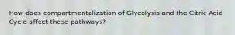 How does compartmentalization of Glycolysis and the Citric Acid Cycle affect these pathways?