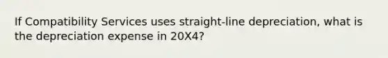 If Compatibility Services uses straight-line depreciation, what is the depreciation expense in 20X4?