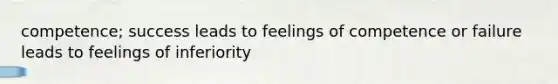 competence; success leads to feelings of competence or failure leads to feelings of inferiority