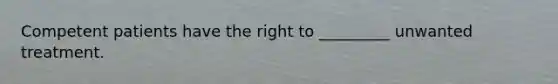 Competent patients have the right to _________ unwanted treatment.