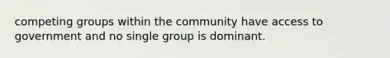 competing groups within the community have access to government and no single group is dominant.