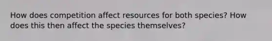 How does competition affect resources for both species? How does this then affect the species themselves?