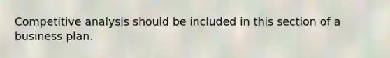 Competitive analysis should be included in this section of a business plan.