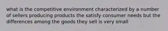 what is the competitive environment characterized by a number of sellers producing products the satisfy consumer needs but the differences among the goods they sell is very small