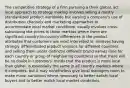 The competitive strategy of a firm pursuing a think global, act local approach to strategy making involves selling a mostly standardized product worldwide but varying a company's use of distribution channels and marketing approaches to accommodate local market conditions. usually involves cross-subsidizing the prices in those markets where there are significant country-to-country differences in the product attributes that customers are most interested in. involves having strongly differentiated product versions for different countries and selling them under distinctly different brand names (one for each country or group of neighboring countries) so that there will be no doubt in customers' minds that the product is more local than global. is essentially the same in all country markets where it competes, but it may nonetheless give local managers room to make minor variations where necessary to better satisfy local buyers and to better match local market conditions.