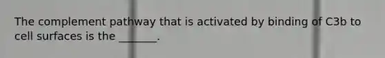 The complement pathway that is activated by binding of C3b to cell surfaces is the _______.