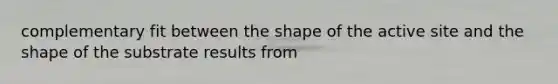 complementary fit between the shape of the active site and the shape of the substrate results from