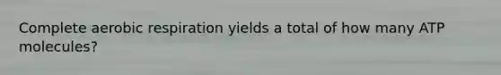 Complete aerobic respiration yields a total of how many ATP molecules?