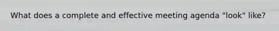 What does a complete and effective meeting agenda "look" like?